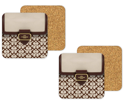 Coach Inspired Cork Backing Drink Coaster x2 (048)