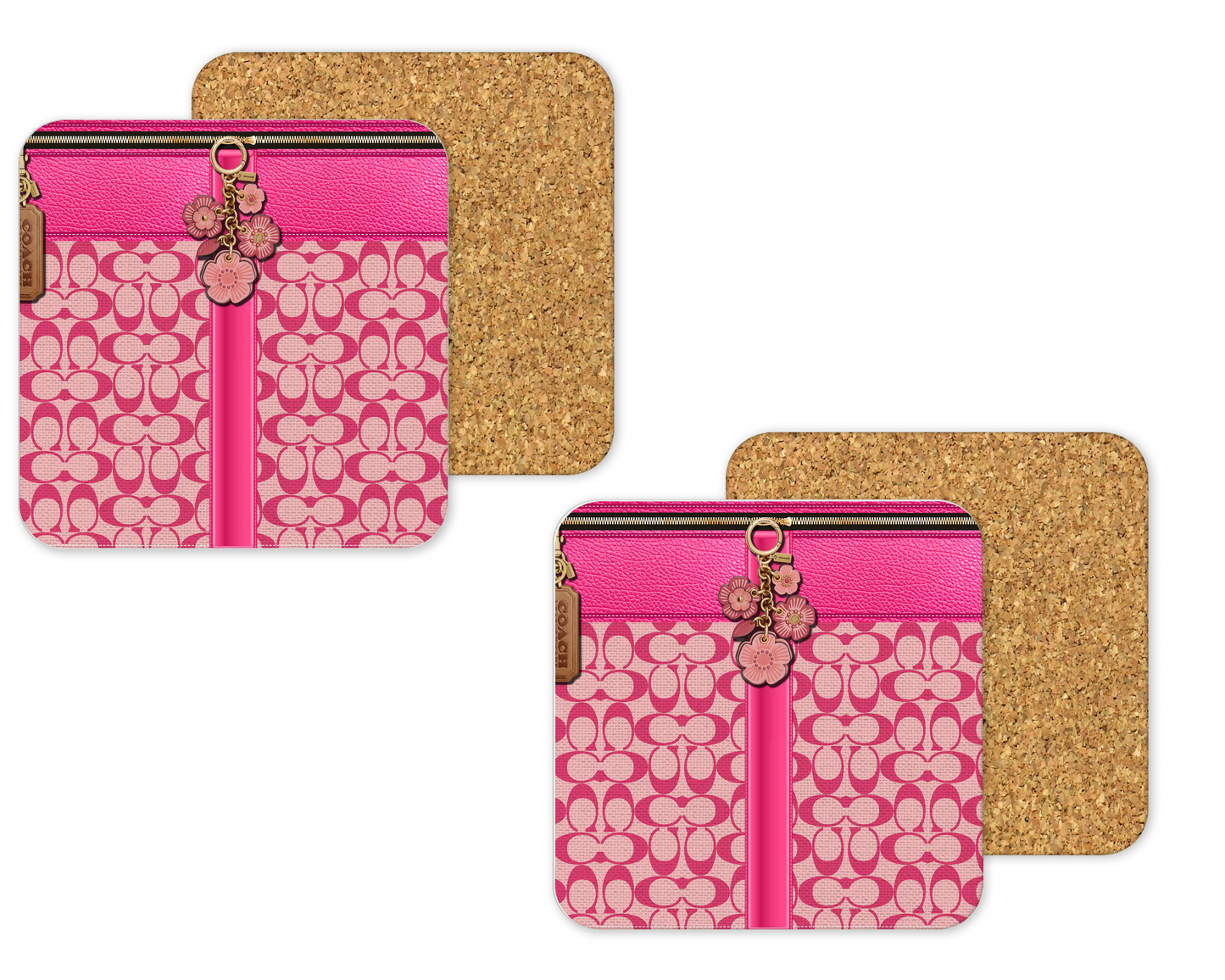 Coach Inspired Cork Backing Drink Coaster x2 (030)