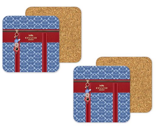 Coach Inspired Cork Backing Drink Coaster x2 (052)