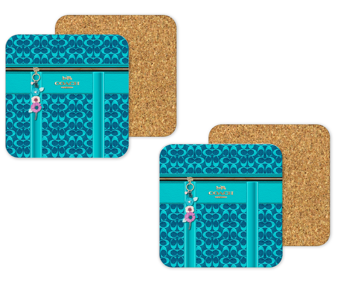 Coach Inspired Cork Backing Drink Coaster x2 (162)