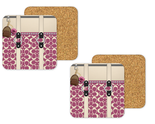 Coach Inspired Cork Backing Drink Coaster x2 (022)