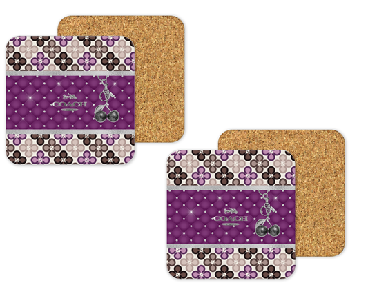 Coach Inspired Cork Backing Drink Coaster x2 (121)