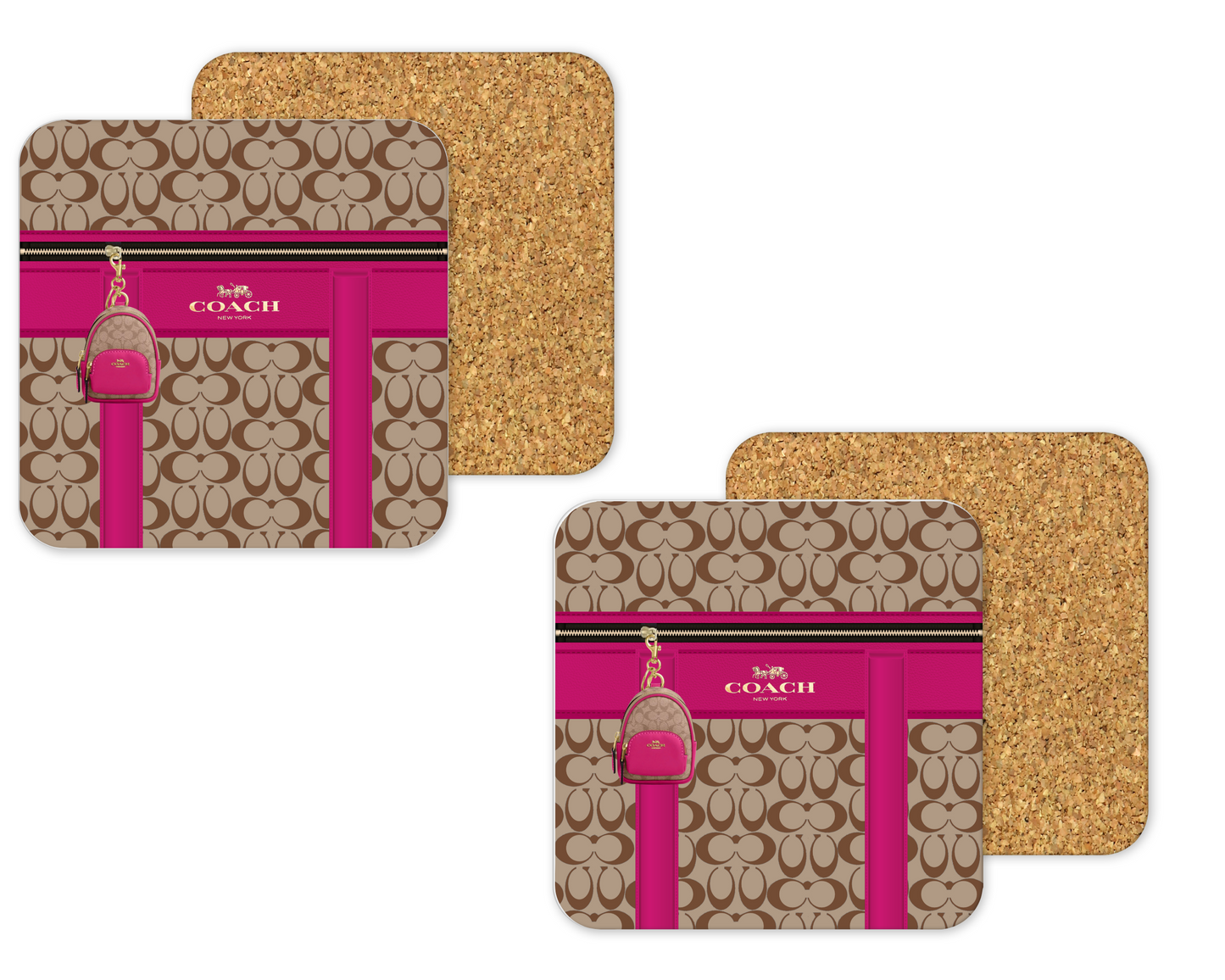 Coach Inspired Cork Backing Drink Coaster x2 (083)