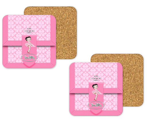 Coach Inspired Cork Backing Drink Coaster x2 (131)