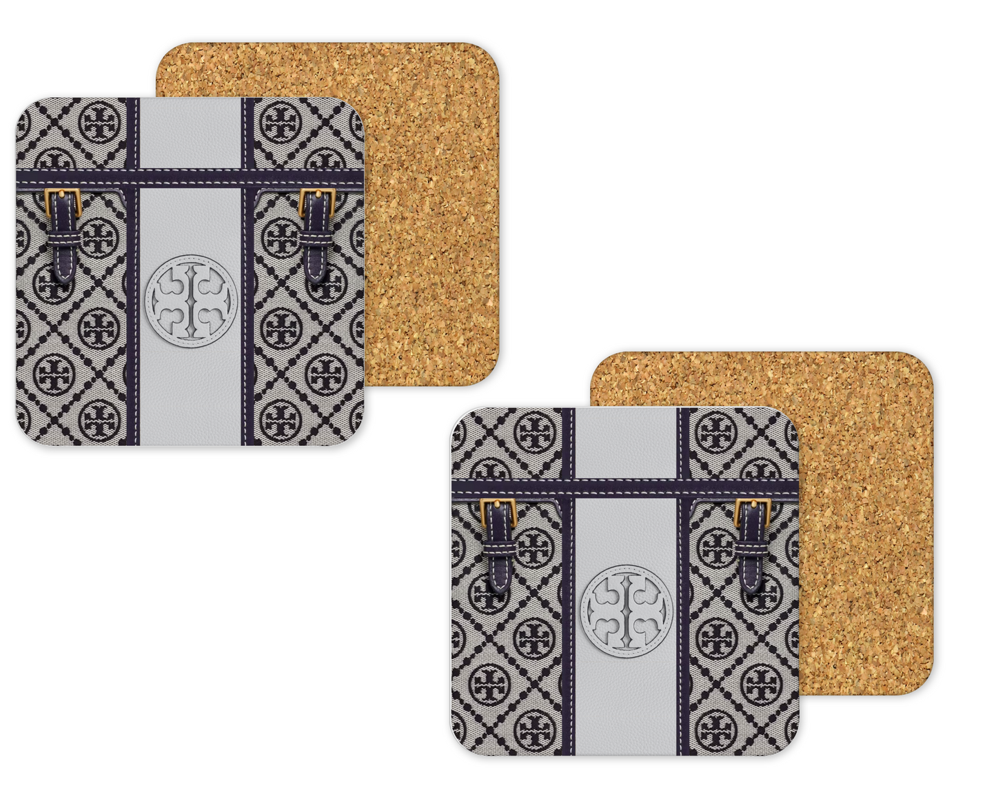 Tory Burch Inspired Cork Backing Drink Coaster x2 (004)