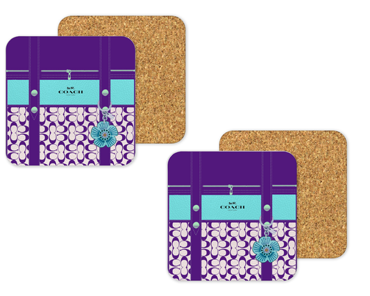 Coach Inspired Cork Backing Drink Coaster x2 (120)