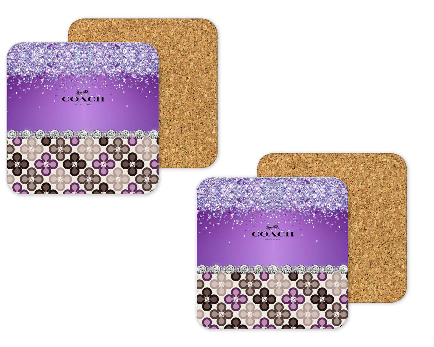 Coach Inspired Cork Backing Drink Coaster x2 (118)