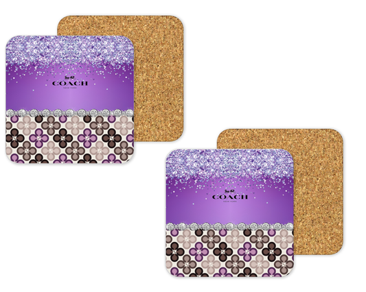 Coach Inspired Cork Backing Drink Coaster x2 (118)