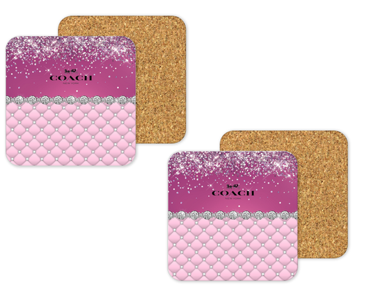 Coach Inspired Cork Backing Drink Coaster x2 (117)