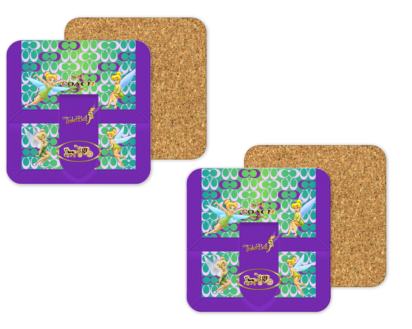 Coach Inspired Cork Backing Drink Coaster x2 (182)