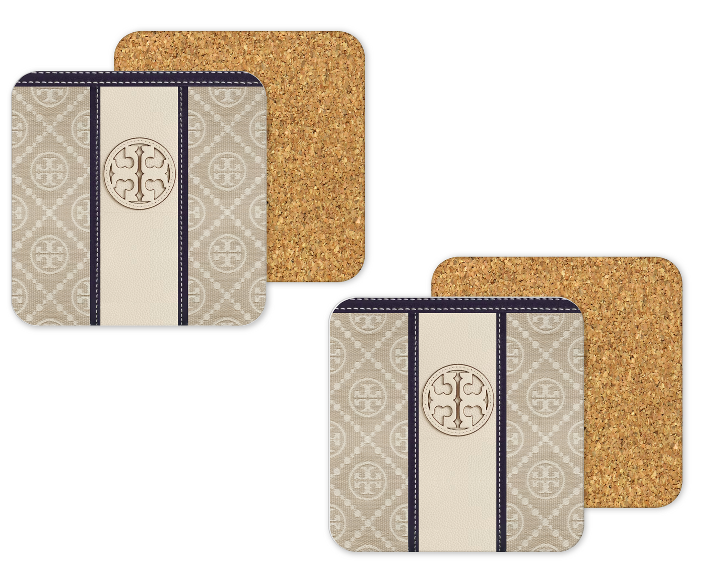 Tory Burch Inspired Cork Backing Drink Coaster x2 (001)