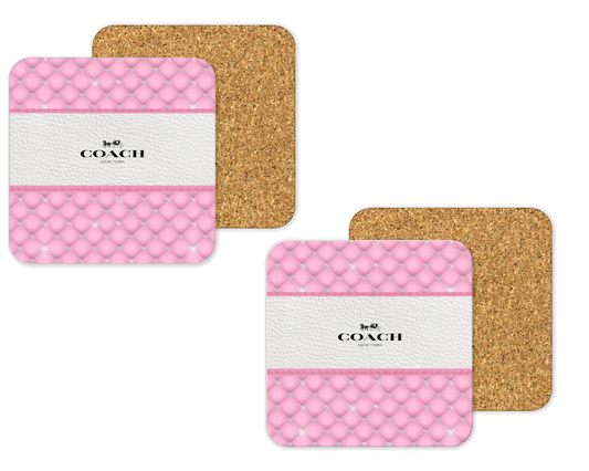 Coach Inspired Cork Backing Drink Coaster x2 (116)