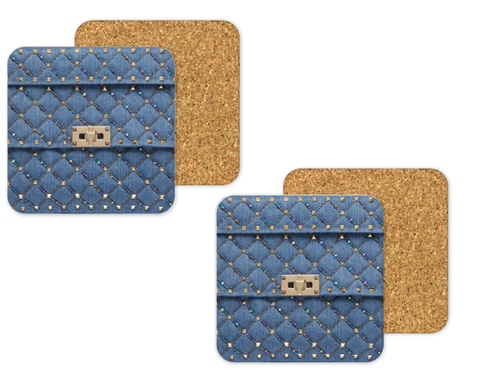 Denim Inspired Cork Backing Drink Coaster x2 (004)