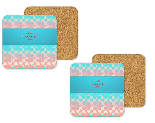 Coach Inspired Cork Backing Drink Coaster x2 (112)