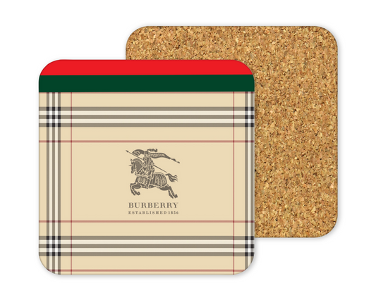 Burberry Inspired Cork Backing Drink Coaster x2 (001)