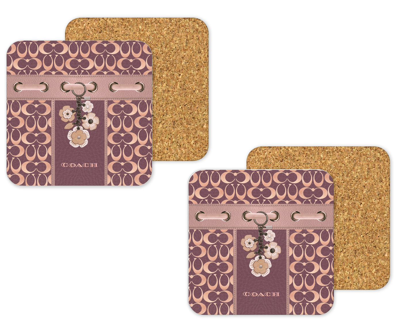 Coach Inspired Cork Backing Drink Coaster x2 (111)