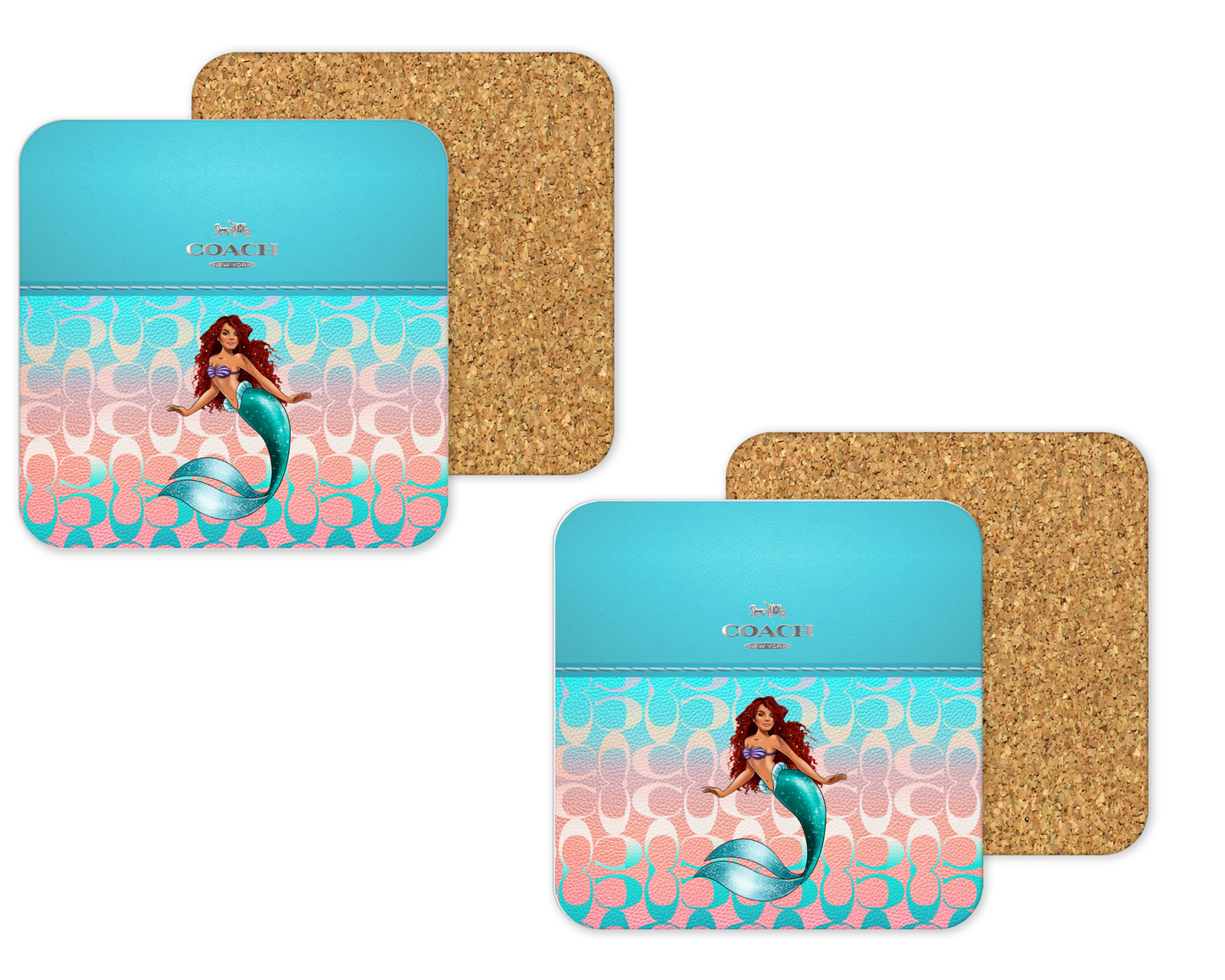 Coach Inspired Cork Backing Drink Coaster x2 (176)