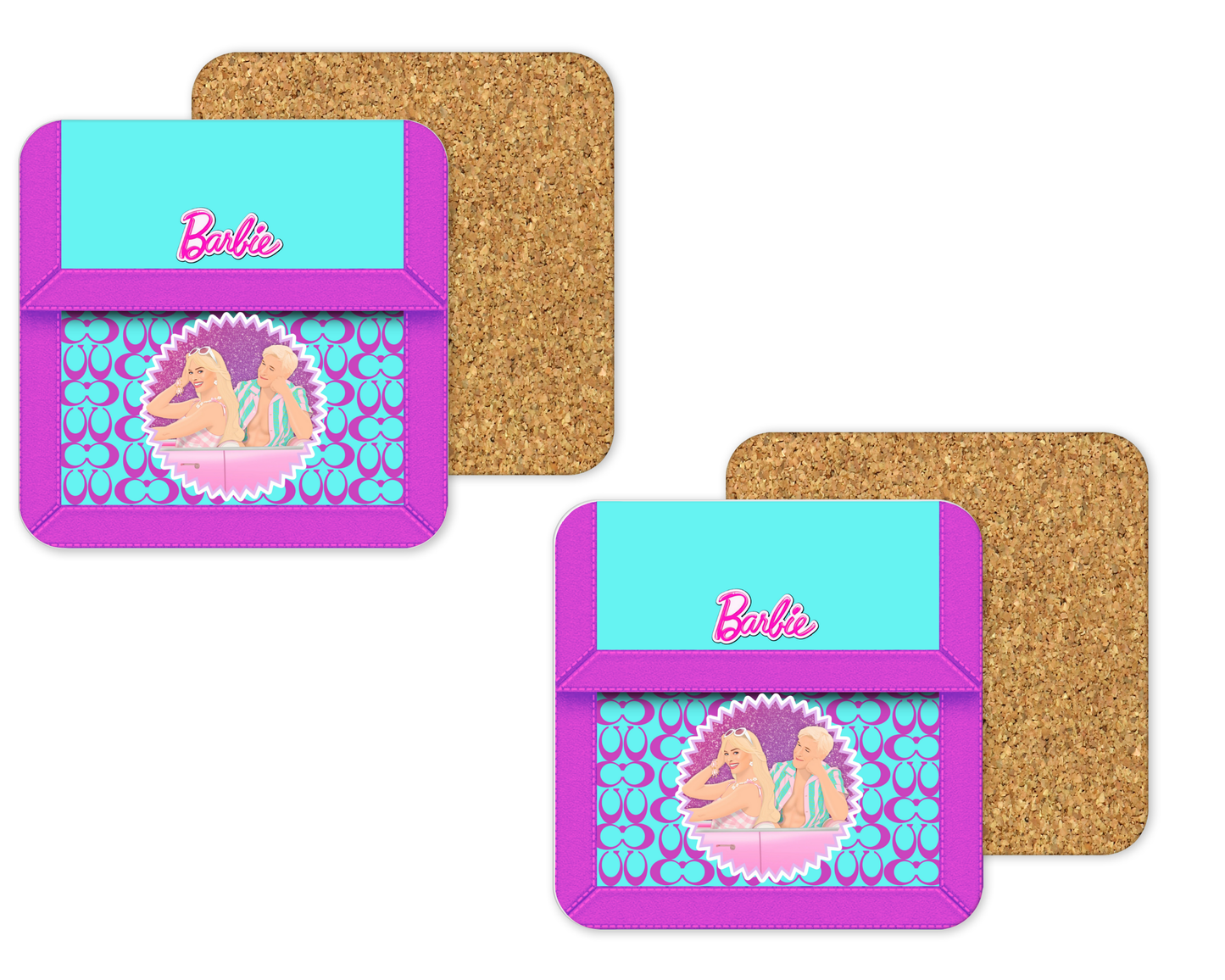 Coach Inspired Cork Backing Drink Coaster x2 (174)