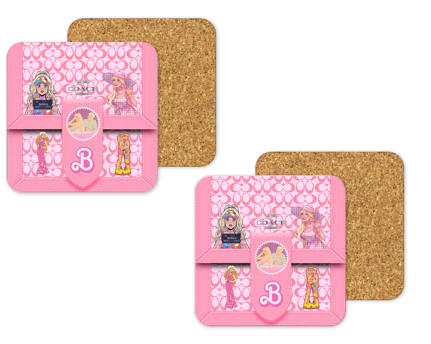 Coach Inspired Cork Backing Drink Coaster x2 (173)