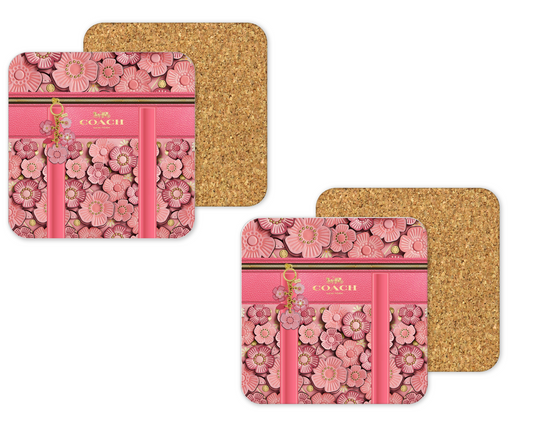 Coach Inspired Cork Backing Drink Coaster x2 (049)