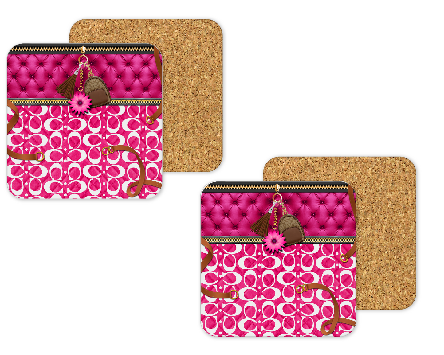 Coach Inspired Cork Backing Drink Coaster x2 (019)