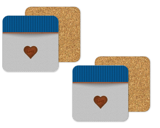 Knitted Inspired Cork Backing Drink Coaster x2 (032)