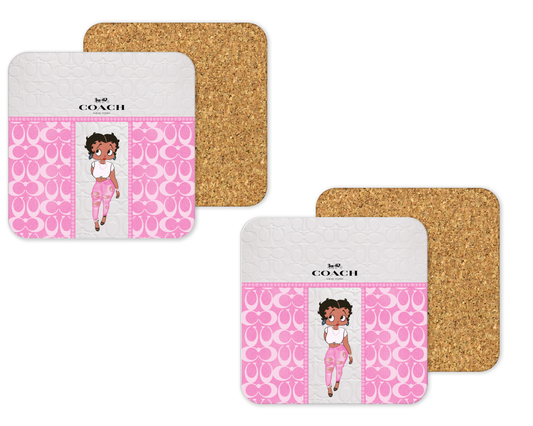 Coach Inspired Cork Backing Drink Coaster x2 (129)