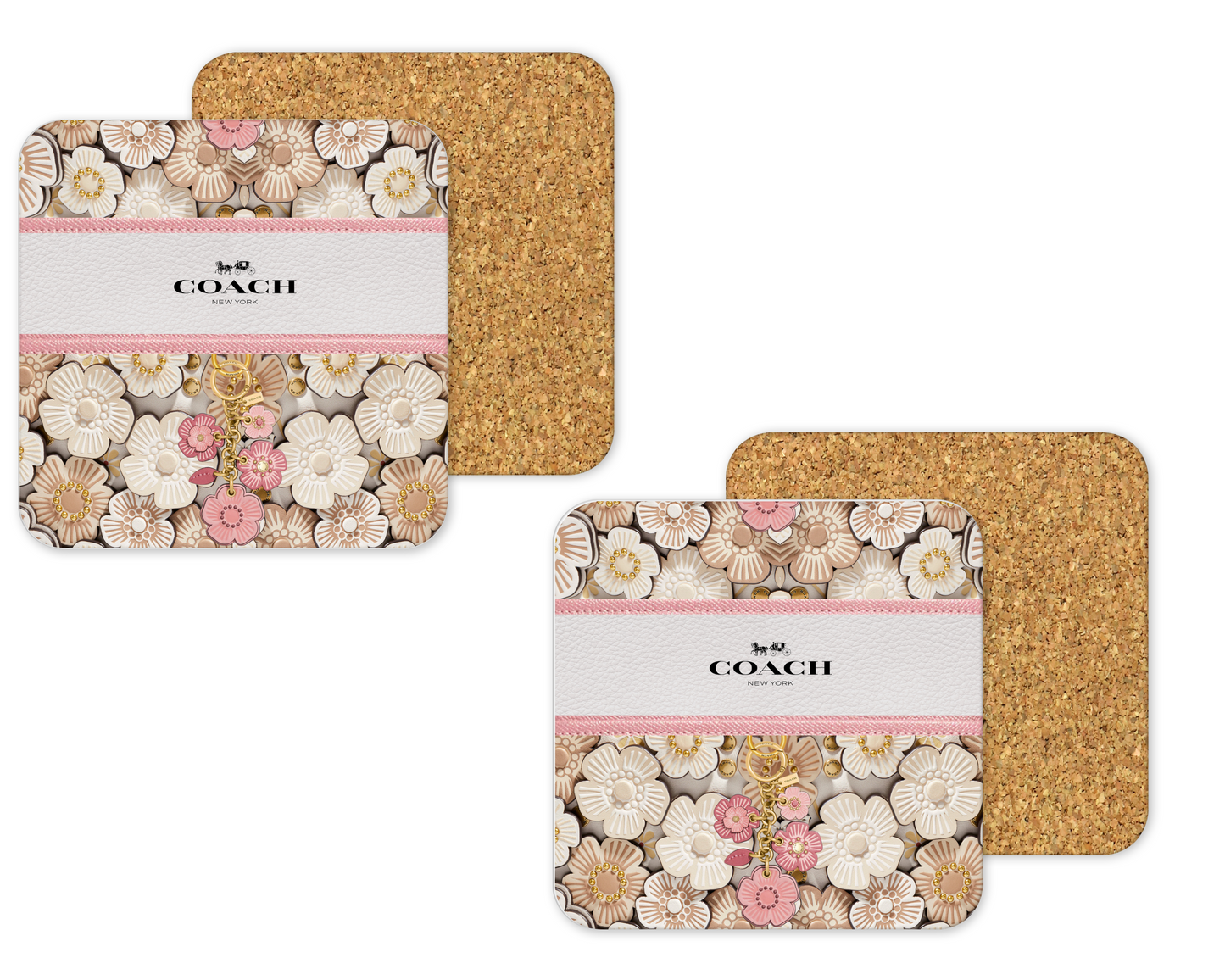 Coach Inspired Cork Backing Drink Coaster x2 (059)