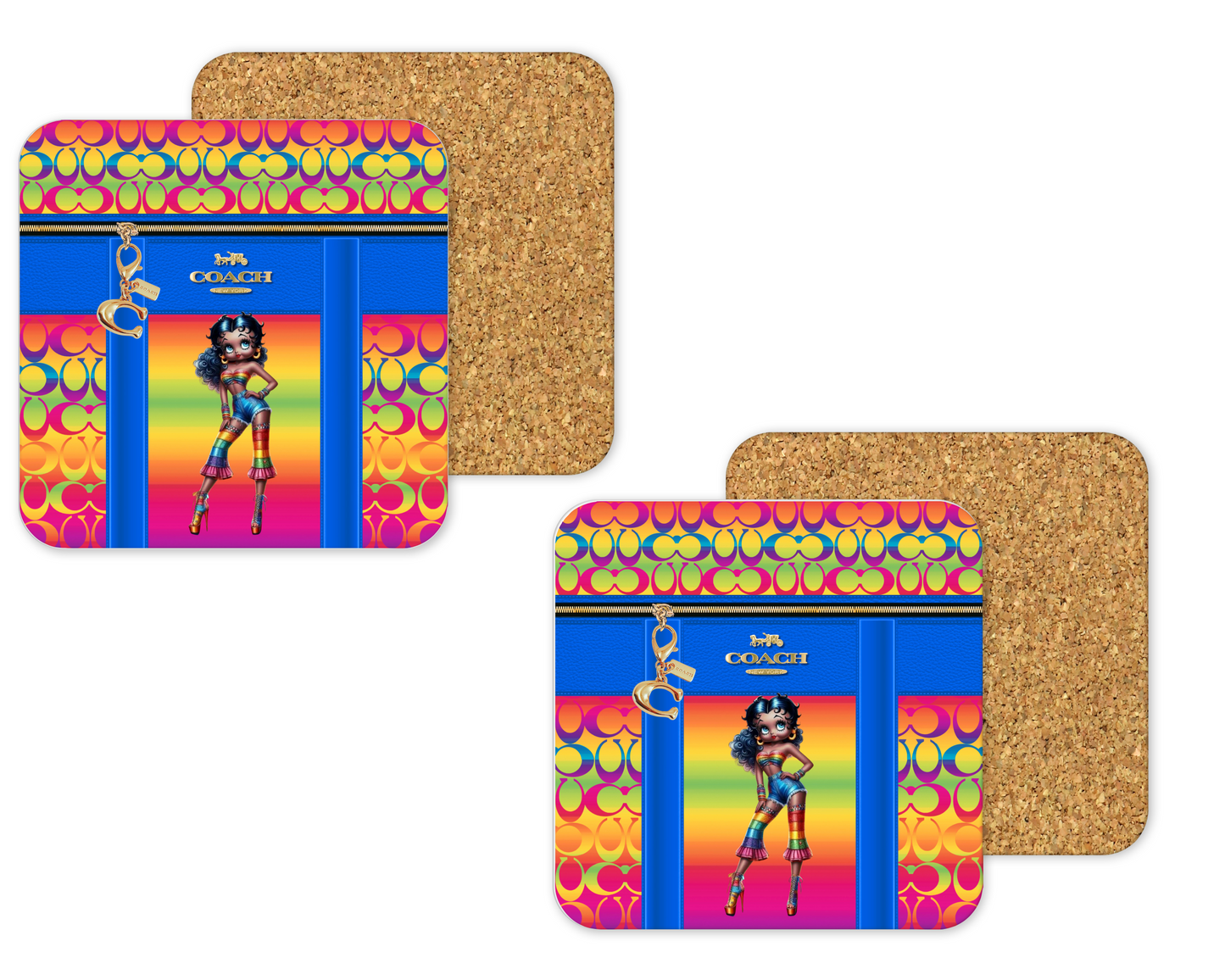 Coach Inspired Cork Backing Drink Coaster x2 (203)