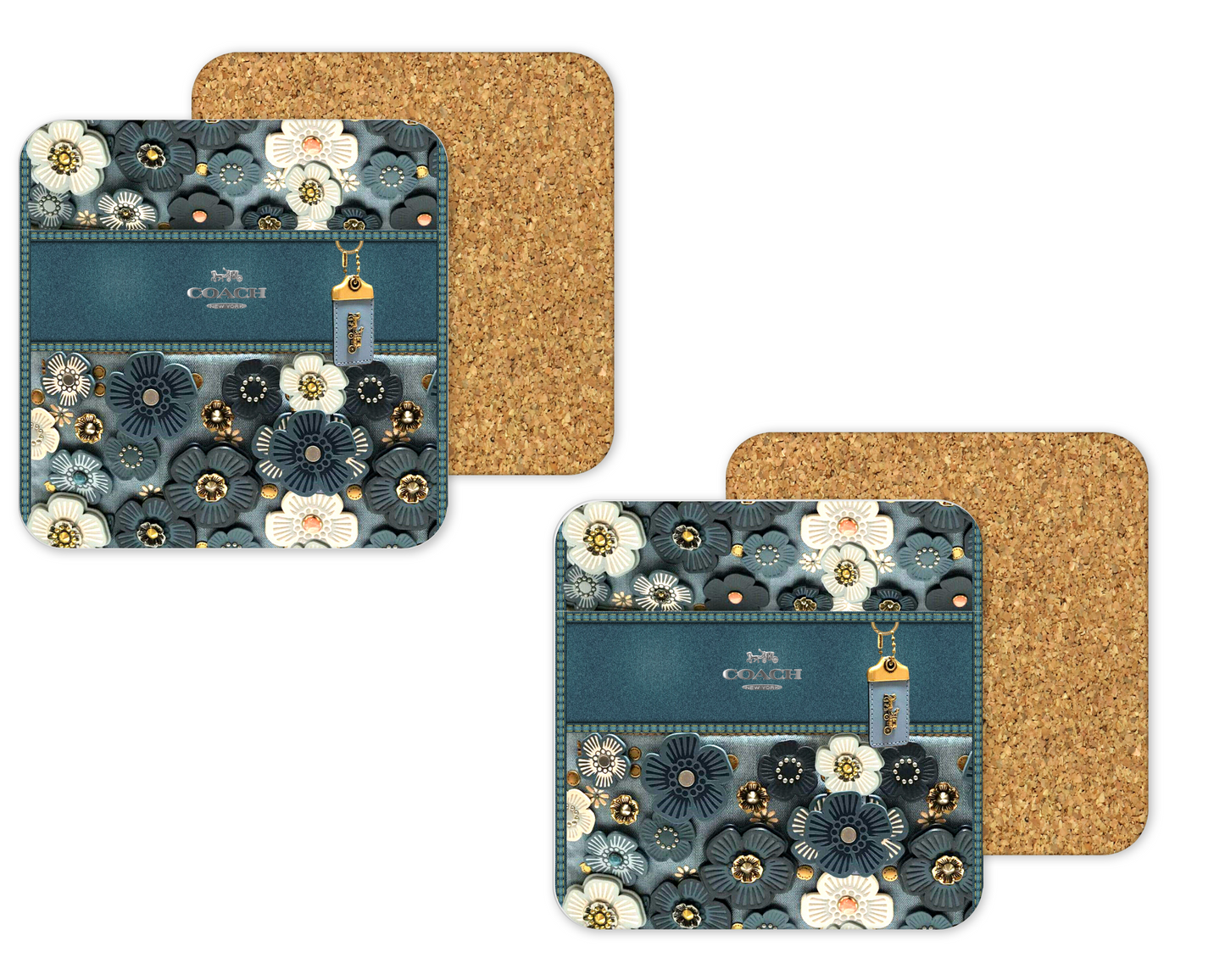 Coach Inspired Cork Backing Drink Coaster x2 (109)