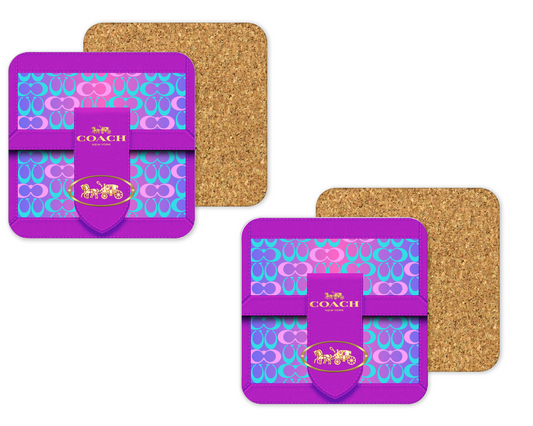 Coach Inspired Cork Backing Drink Coaster x2 (089)