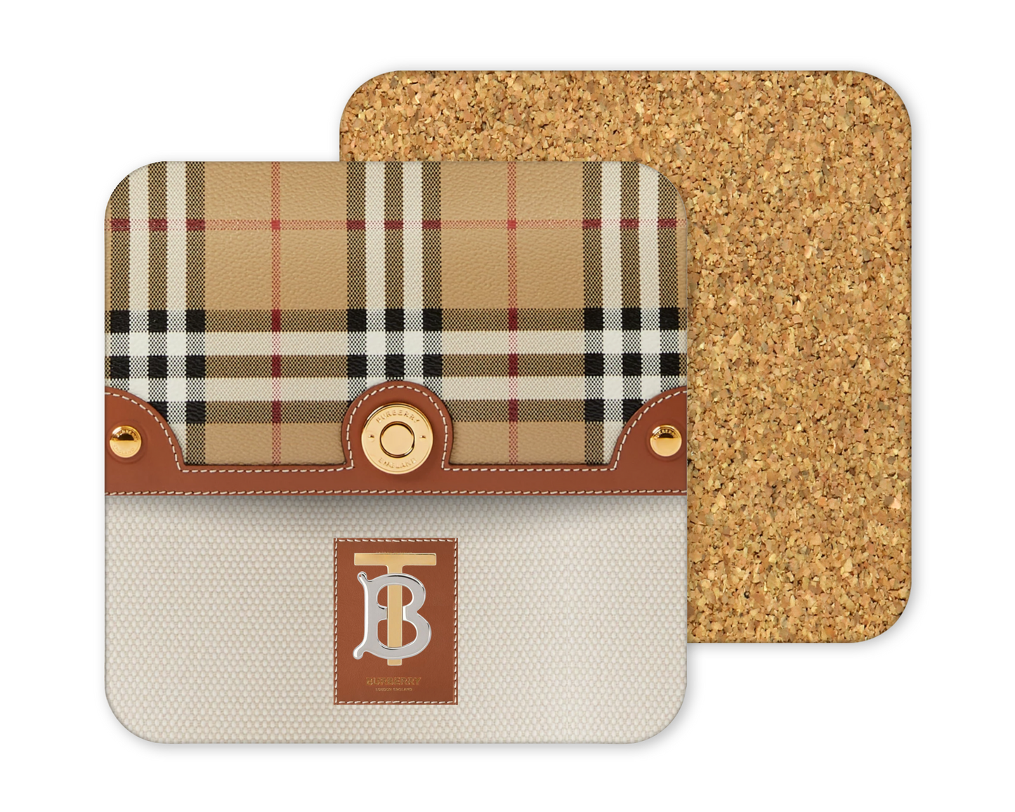 Burberry Inspired Cork Backing Drink Coaster x2 (004)