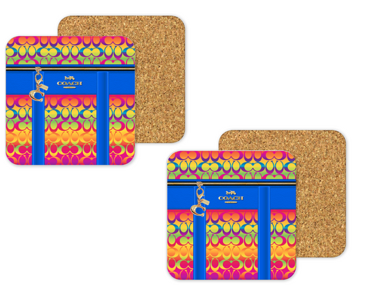 Coach Inspired Cork Backing Drink Coaster x2 (204)