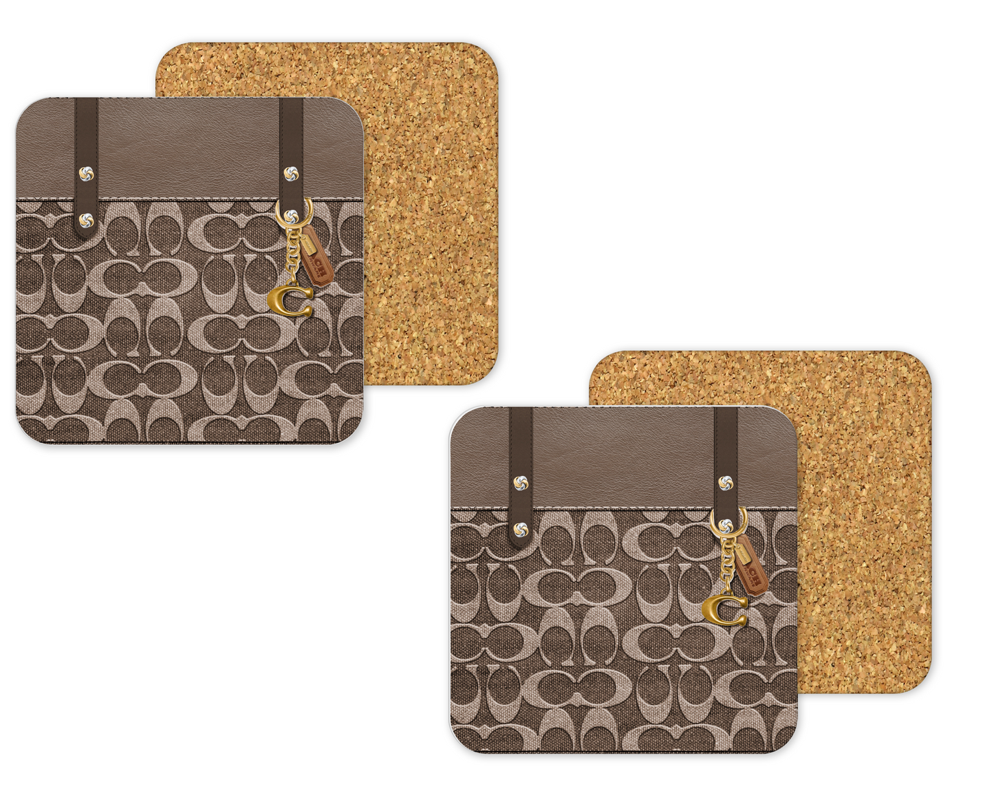 Coach Inspired Cork Backing Drink Coaster x2 (016)