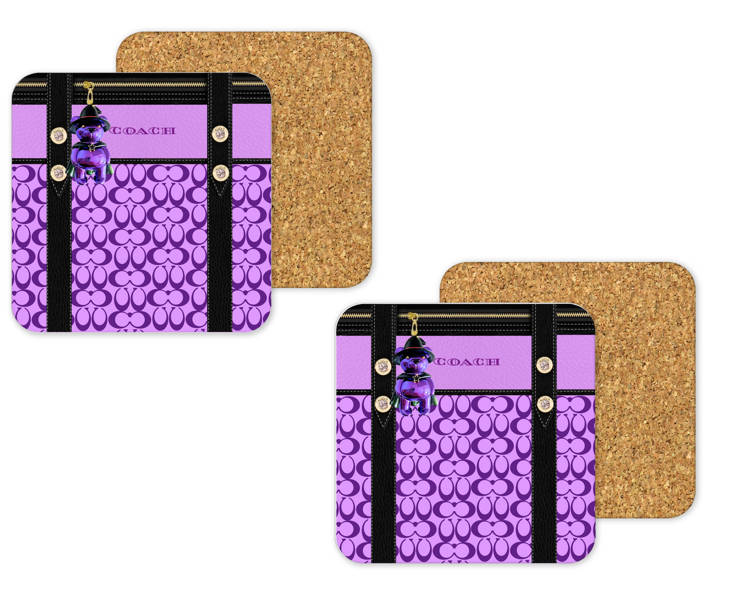 Coach Inspired Cork Backing Drink Coaster x2 (084)