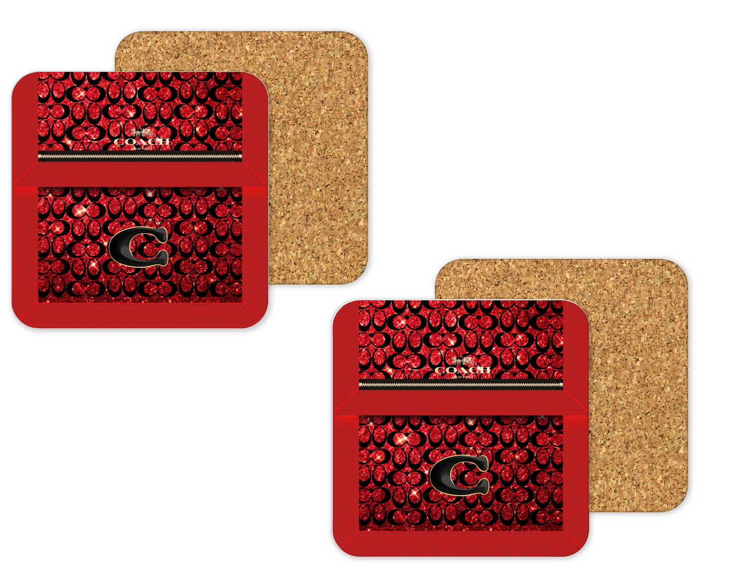 Coach Inspired Cork Backing Drink Coaster x2 (097)