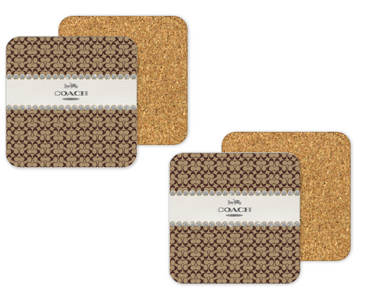 Coach Inspired Cork Backing Drink Coaster x2 (108)