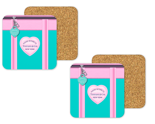 Tiffany Inspired Cork Backing Drink Coaster x2 (004)