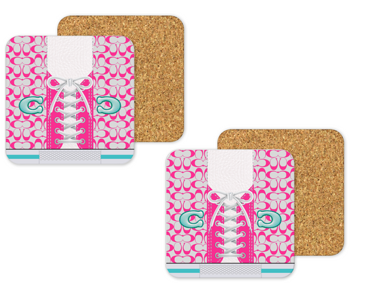 Coach Inspired Cork Backing Drink Coaster x2 (037)