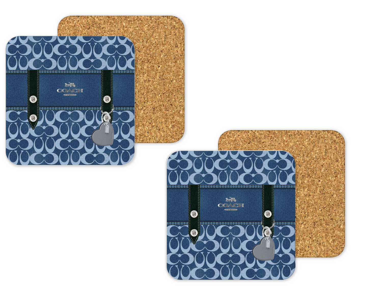 Coach Inspired Cork Backing Drink Coaster x2 (047)