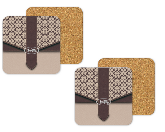 Coach Inspired Cork Backing Drink Coaster x2 (138)