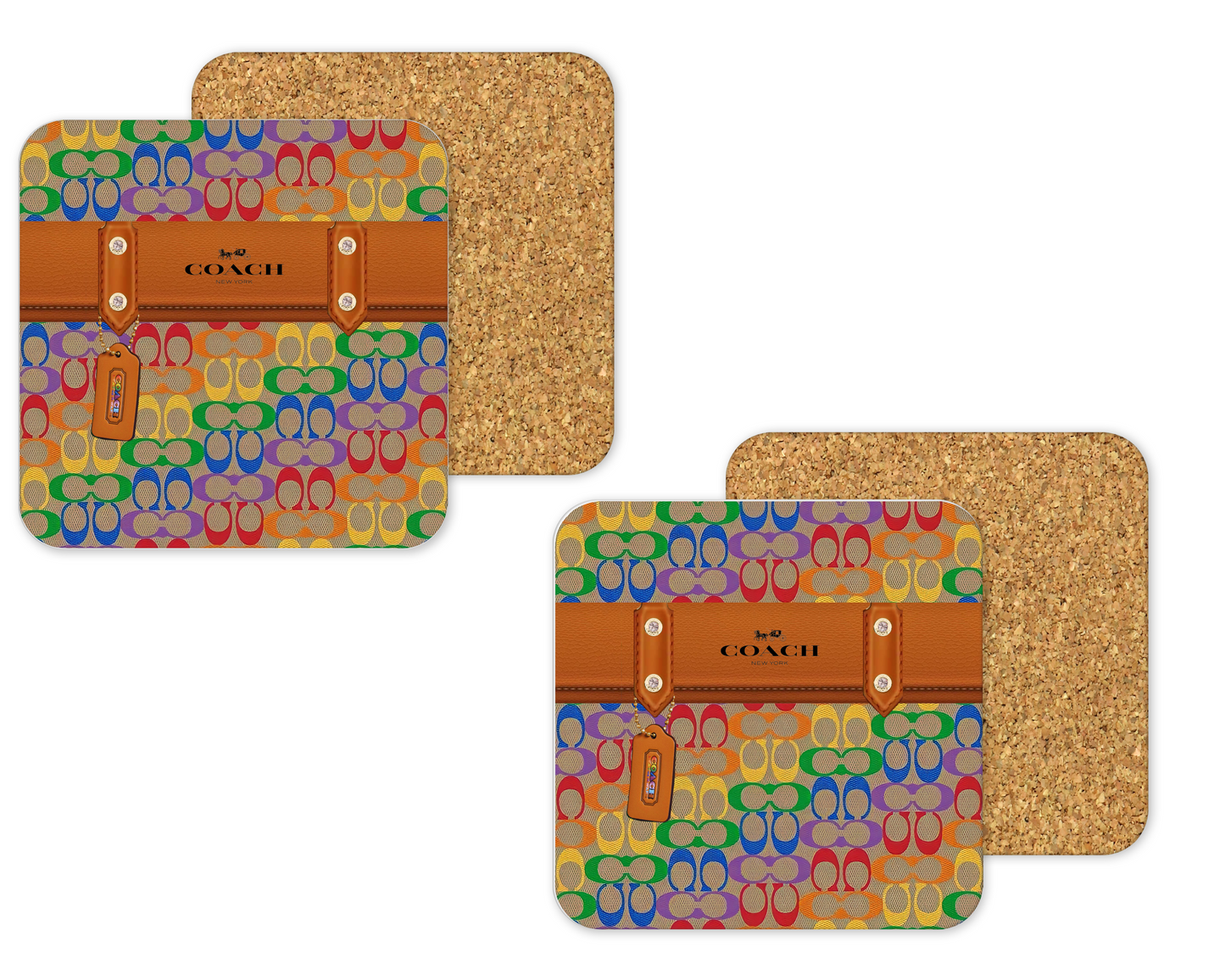 Coach Inspired Cork Backing Drink Coaster x2 (081)