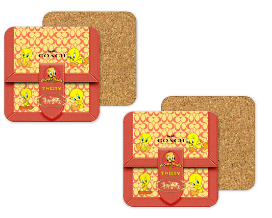 Coach Inspired Cork Backing Drink Coaster x2 (067)