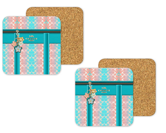 Coach Inspired Cork Backing Drink Coaster x2 (098)