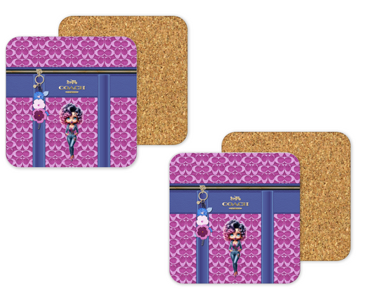 Coach Inspired Cork Backing Drink Coaster x2 (106)