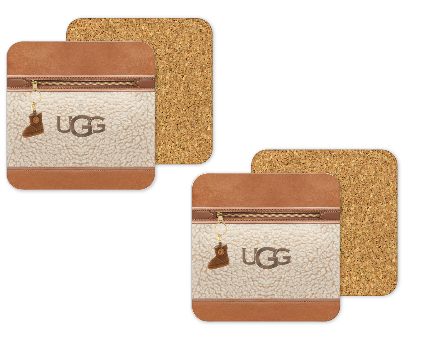 Ugg Inspired Cork Backing Drink Coaster x2 (007)