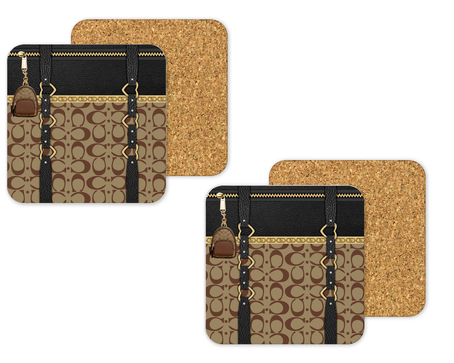 Coach Inspired Cork Backing Drink Coaster x2 (027)