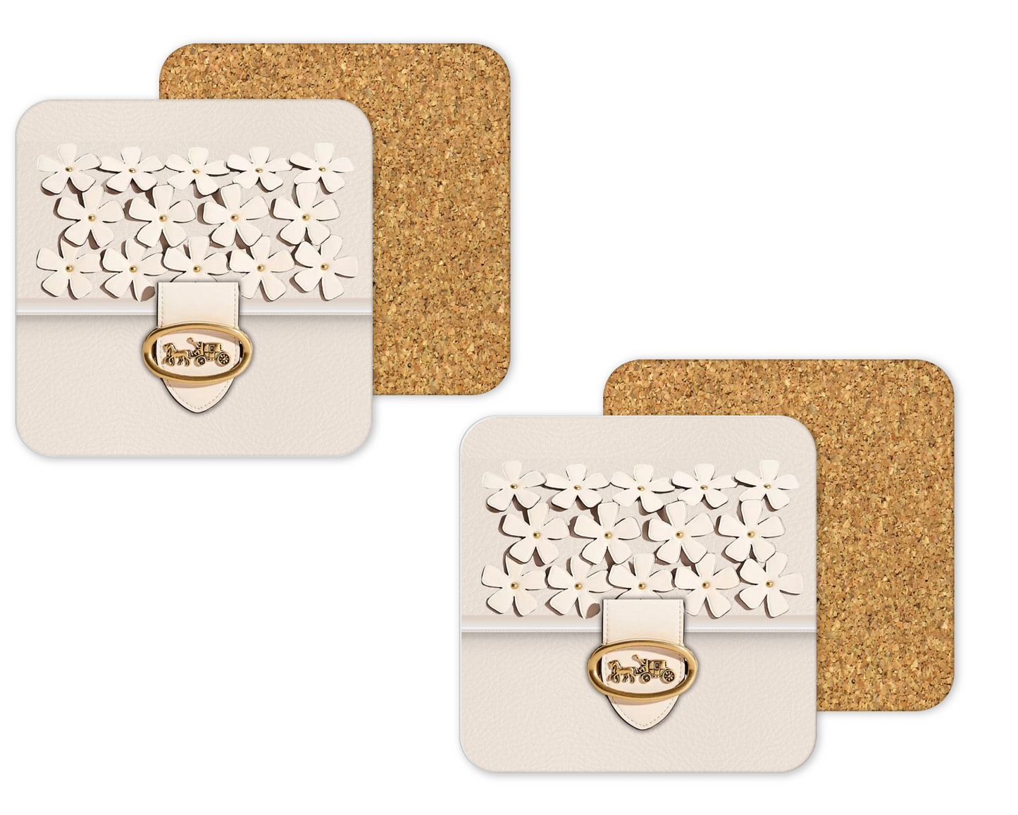 Coach Inspired Cork Backing Drink Coaster x2 (045)