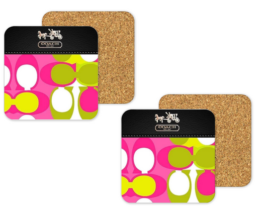 Coach Inspired Cork Backing Drink Coaster x2 (167)