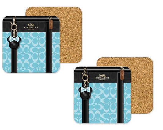 Coach Inspired Cork Backing Drink Coaster x2 (006)